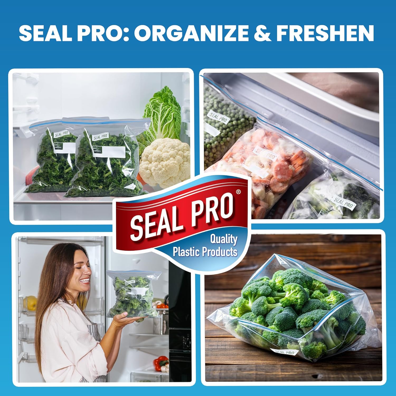 Large Freezer Bags Pack of 10 – Freezer Plastic Food Bag with Zip Seal - Easy Opening Resealable Airtight Food Bags - Ideal for Meal Prep Travel & Organization –13 x 15.5 Inches - Image 6