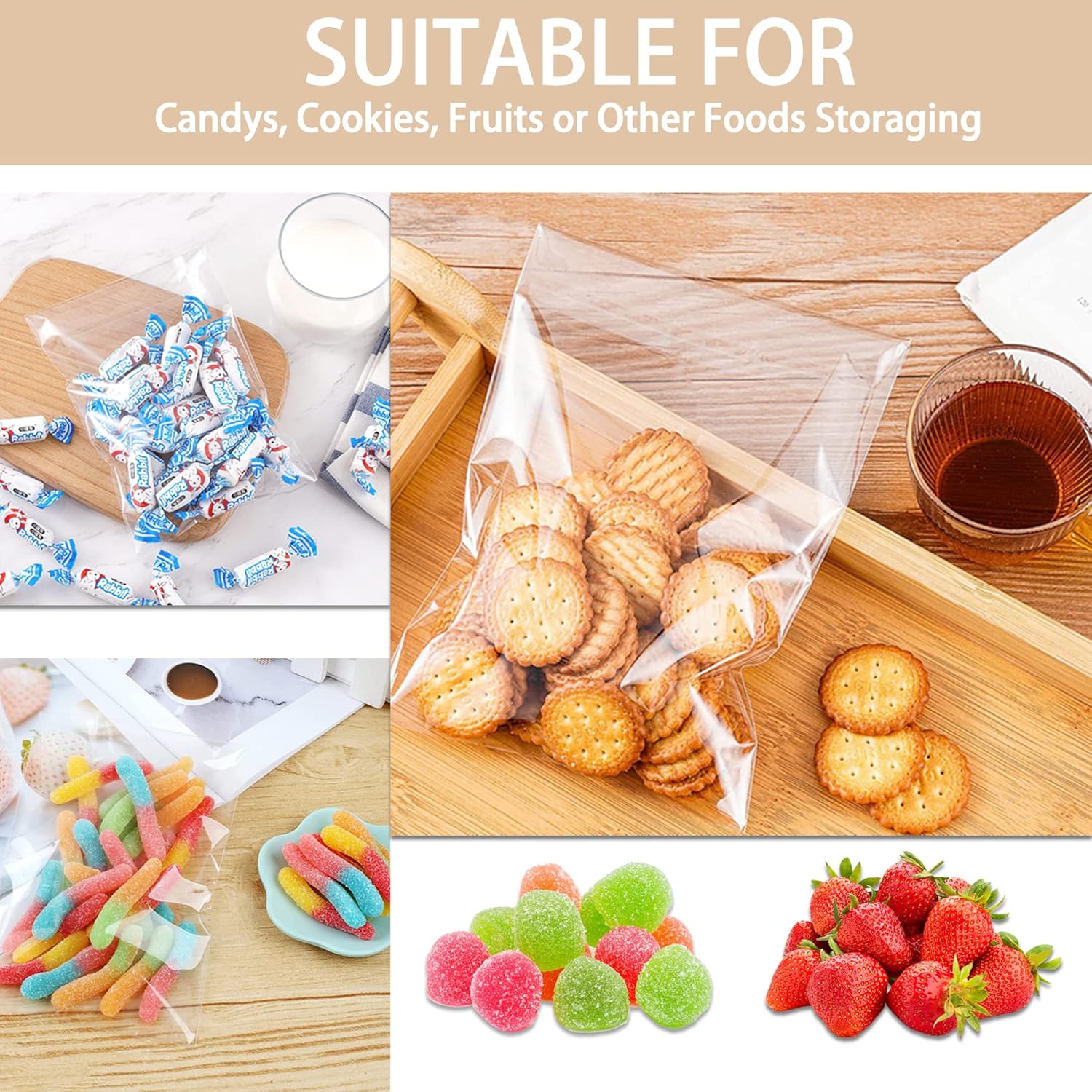 Cellophane Bags 7 * 10cm, Clear Self-Adhesive Bags 100 Packs, Self Sealing Display Bags for Cookies, Cards, Envelopes, Pictures - Image 4