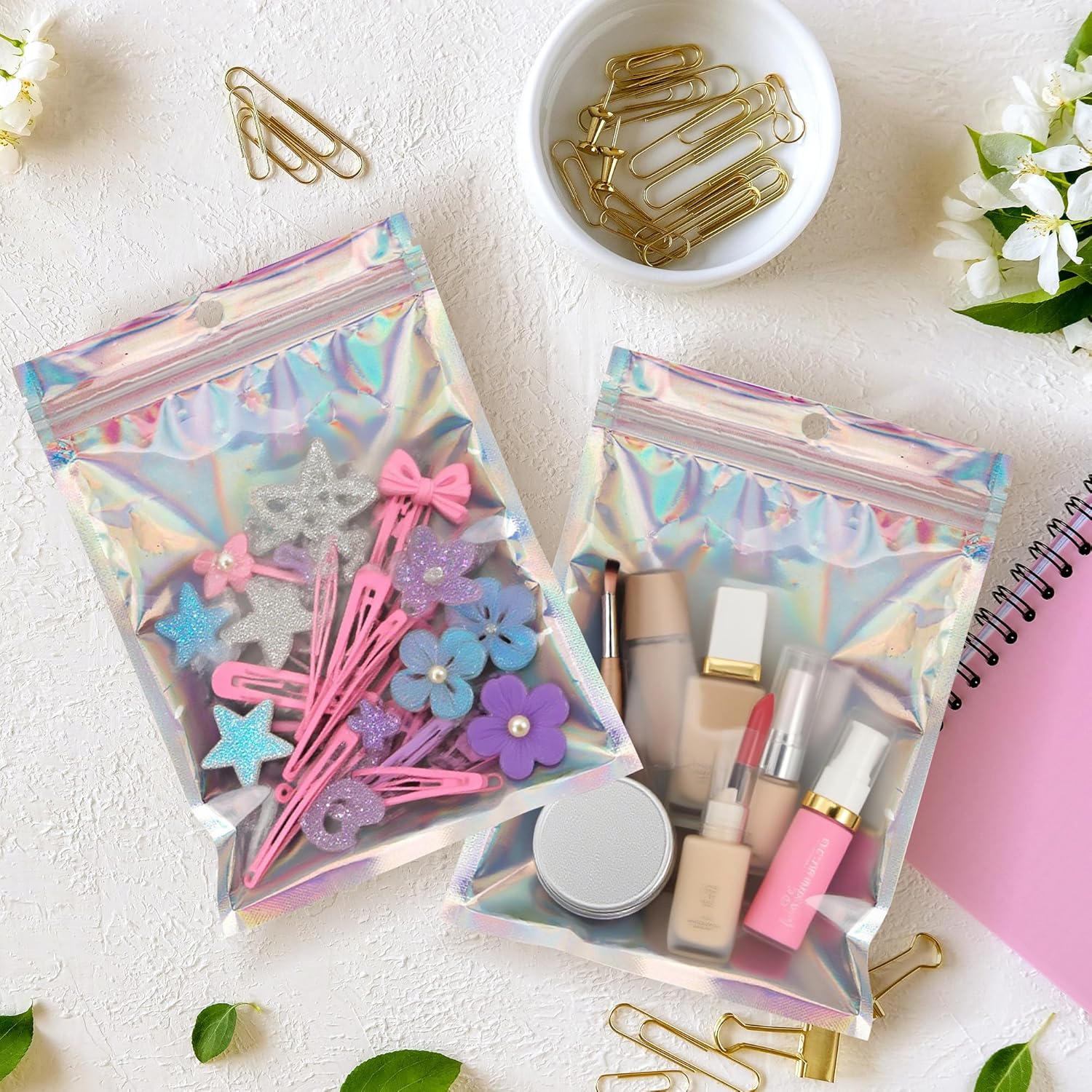 200 PCS Holographic Bags 14x20cm, Resealable Foil Zip Lock Bags, Clear Sealable Mylar Bag for Food, Jewelry - Image 8