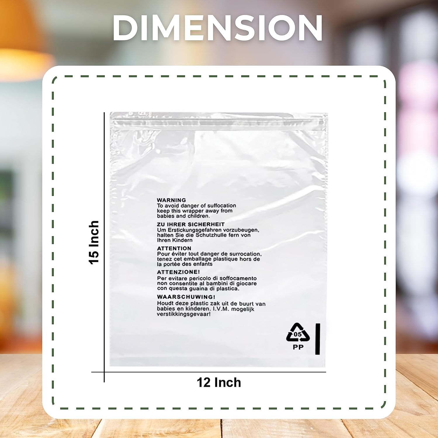 JeeJaan® 100 Pcs of Clothing Packaging Bags 12 x 15 in T-Shirt Bag 300 x 380 mm Clear Opp Bags for Postage - Image 2