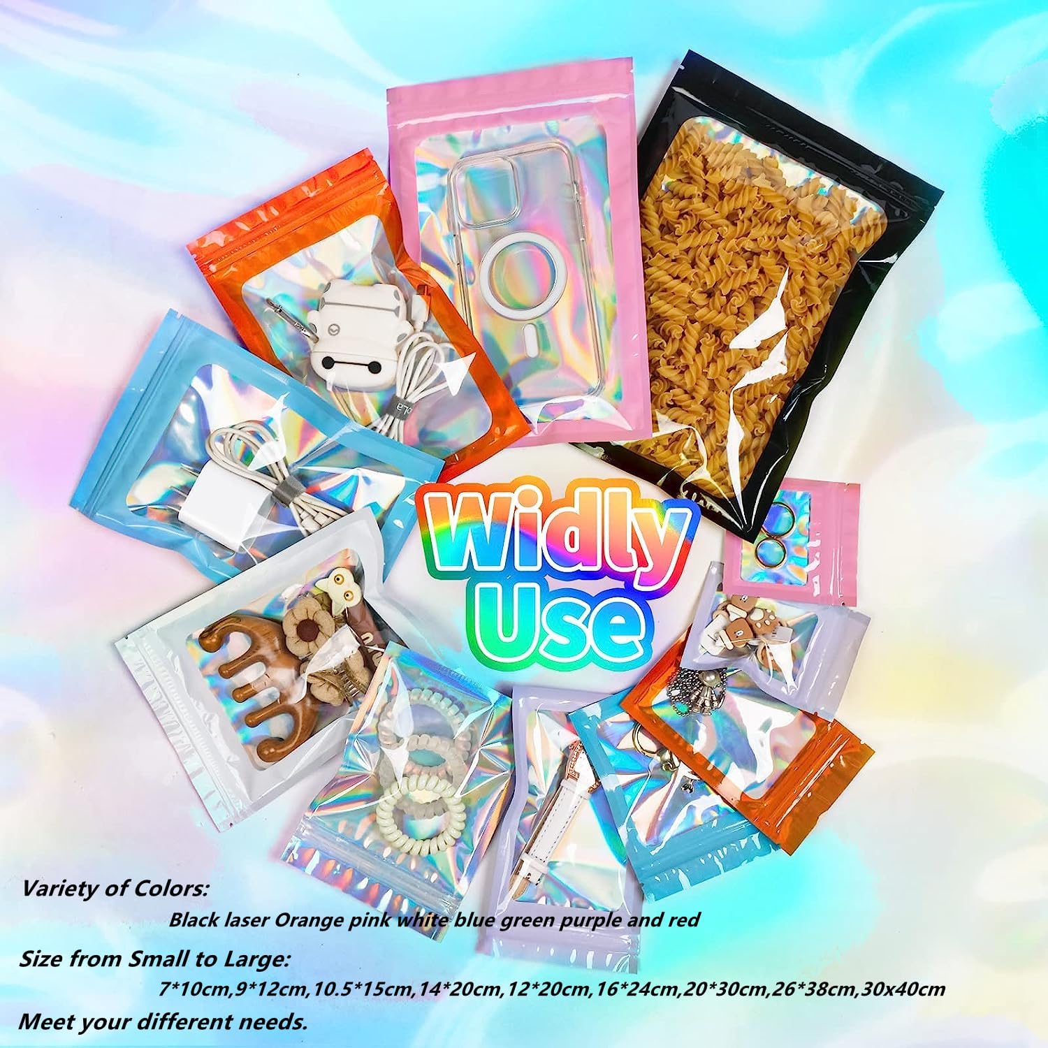 Smell Proof Grip 100P Black Foil Pouch Zip Lock Bags, 7 * 10cm/2.8 * 3.9" Resealable Odor Proof Bags for Kitchen Food Storage, Seed, Jewelry - Image 4