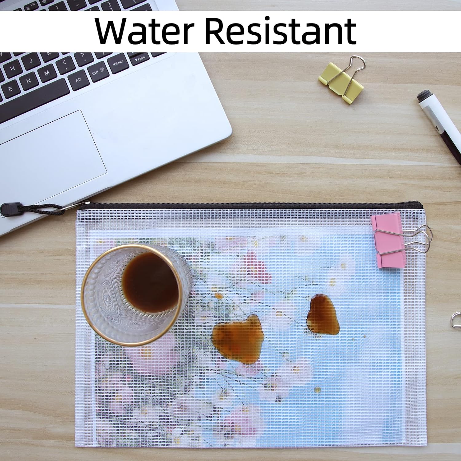 Plastic Wallets A4 Zip Wallets Ziplock Bags Zip Folder Zipper Bag A4 Folders Document Wallet (Black, 24pcs) - Image 5