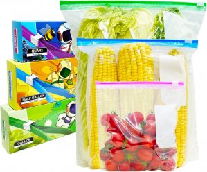70 Pcs Food Storage Freezer Bags, Z...