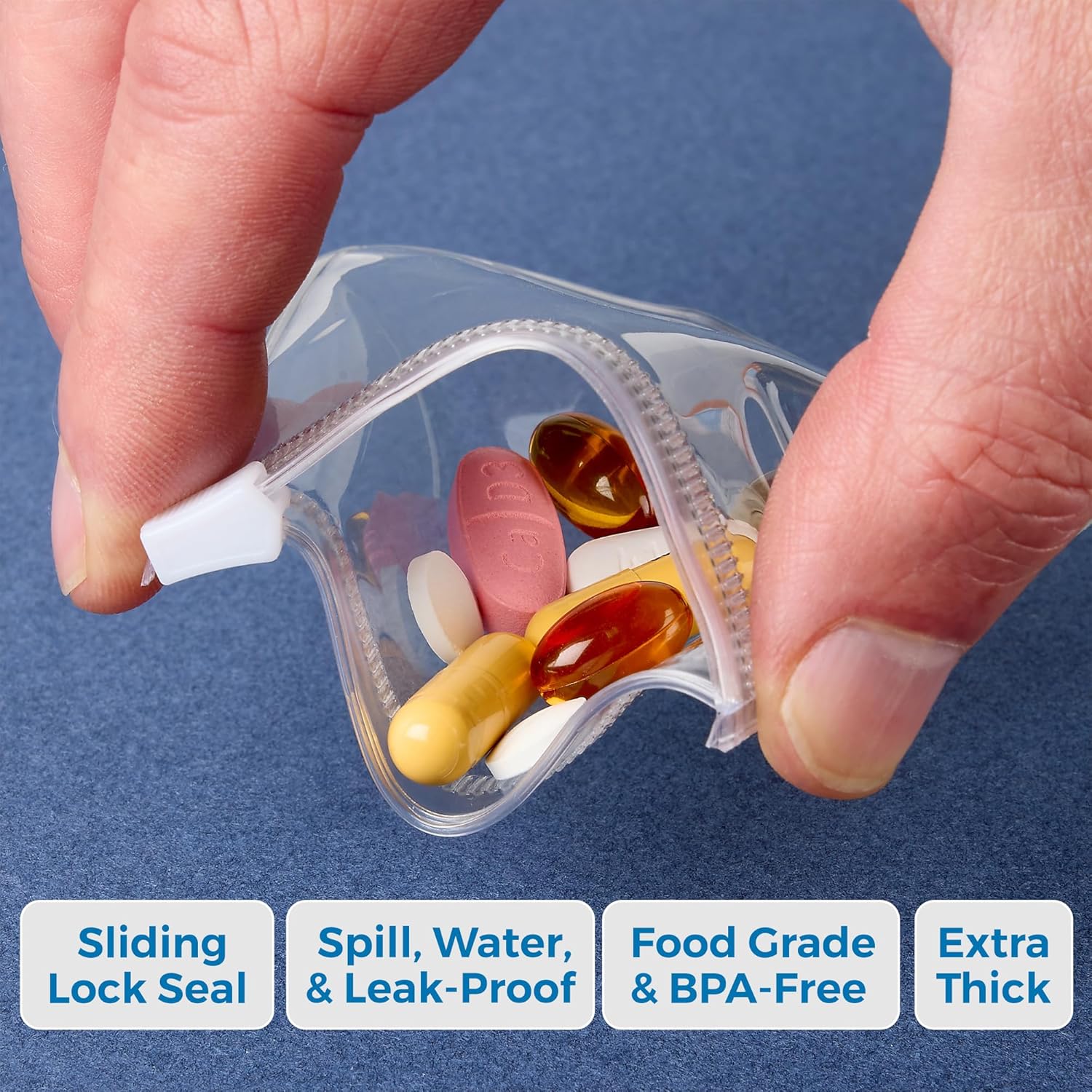 Zippered Pill Pouch Bags - 24 Pcs, Slide Lock Clear Plastic Mini Bags, BPA-Free for Pills Vitamins, Supplements, Medications, Jewelry, Crafts, Small Objects - Self-Sealing, Reusable, Travel-Friendly - Image 5