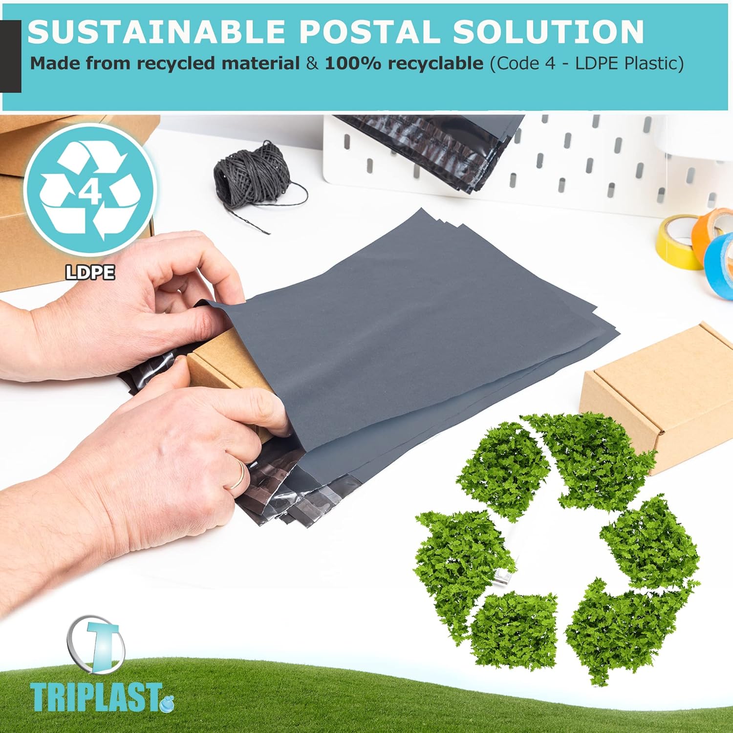 Triplast 9 x 12-Inch Plastic Mailing Postal Bag - Grey (Pack of 100) - Image 6