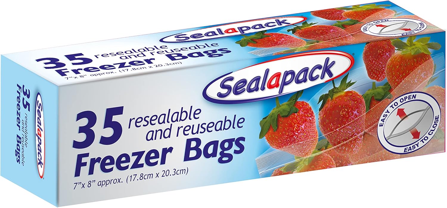 Sealapack Reusable Food and Freezer Bags – 35 Airtight, Resealable Bags for Freshness and Convenience