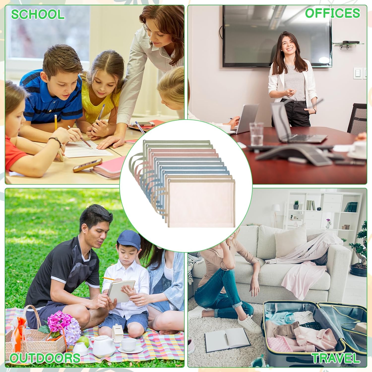 10 Pack Colored Mesh Zipper Pouch Bags, A4 Double-Layer Toy Storage Bags with Zipper Nylon Puzzle Building Blocks See Through Mesh Bag for Home School Office Game, Style 2 - Image 5