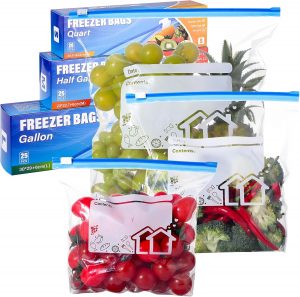 70 Pcs Food Storage Freezer Bags, 3...