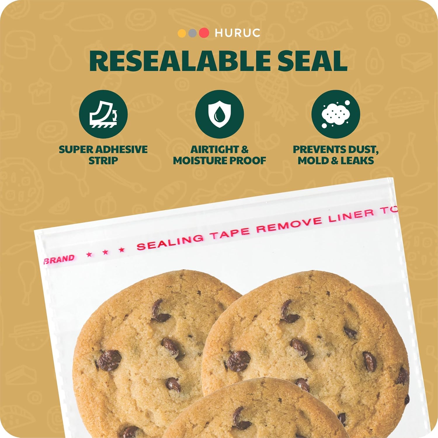 HURUC Small Clear Self-Seal Cellophane Bags 17.8×13cm – 100 Pack | Self-Adhesive Treat Bags for Cookies, Sweets, Jewellery, Crafts & Party Favours - Image 6