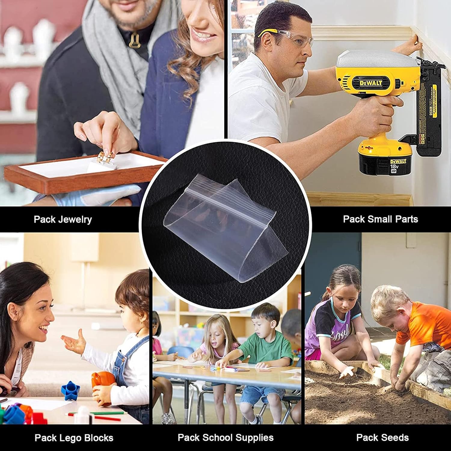 AKAR Clear Grip Seal Bags Small 1.5" x 2.5" | 200 Resealable Press & Seal Plastic Bags | Zip Lock Poly Packaging for Kitchen Storage, Jewellery, Sweets, DIY Arts - Image 7