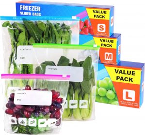 60 Pack Reusable Ziplock Freezer Ba...