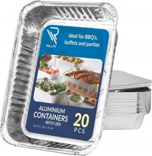 20 Pack Aluminium Foil Trays with L...