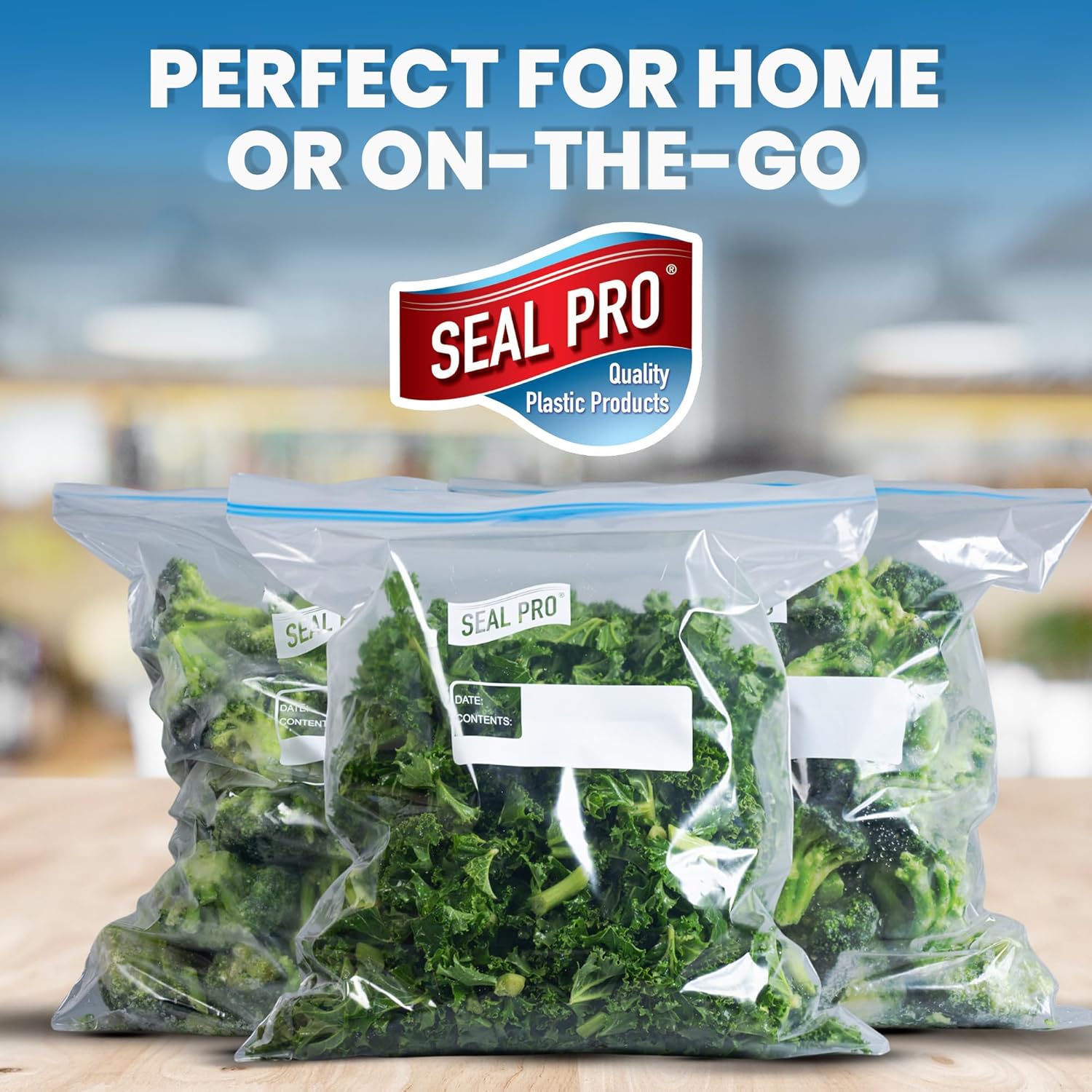 Large Freezer Bags Pack of 10 – Freezer Plastic Food Bag with Zip Seal - Easy Opening Resealable Airtight Food Bags - Ideal for Meal Prep Travel & Organization –13 x 15.5 Inches - Image 2