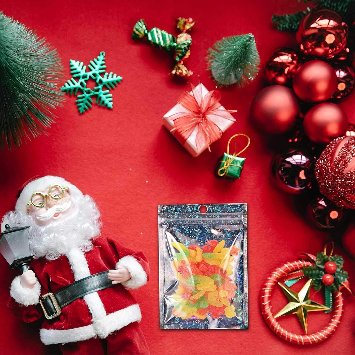 50 PCS Self Sealing Cookie Bags, Foil Ziplock Bags Resealable Wax Melts Packaging Jewellery Mylar Sweet Packaging Foil Pouch Holographic Pouches for Candy Biscuits (10 * 15cm) - Image 8