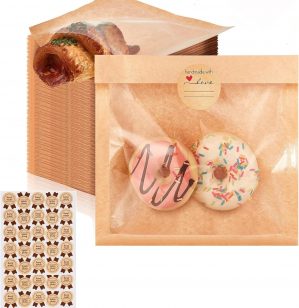 100Pcs Kraft Paper Sandwich Bags Re...