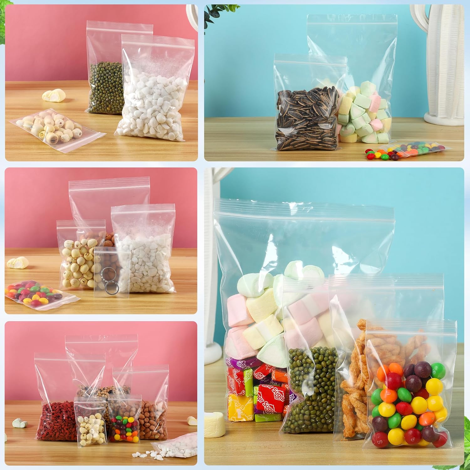 Small plastic Grip Seal Bags,100PCS Reusable Clear Sealable Seal Bags Ziplock Bags Thickening Reusable Mini Sealed Bag Zip Locked Bag for Kitchen Biscuits Nuts Jewelry (2"x 2.8"(5x7cm)) - Image 5