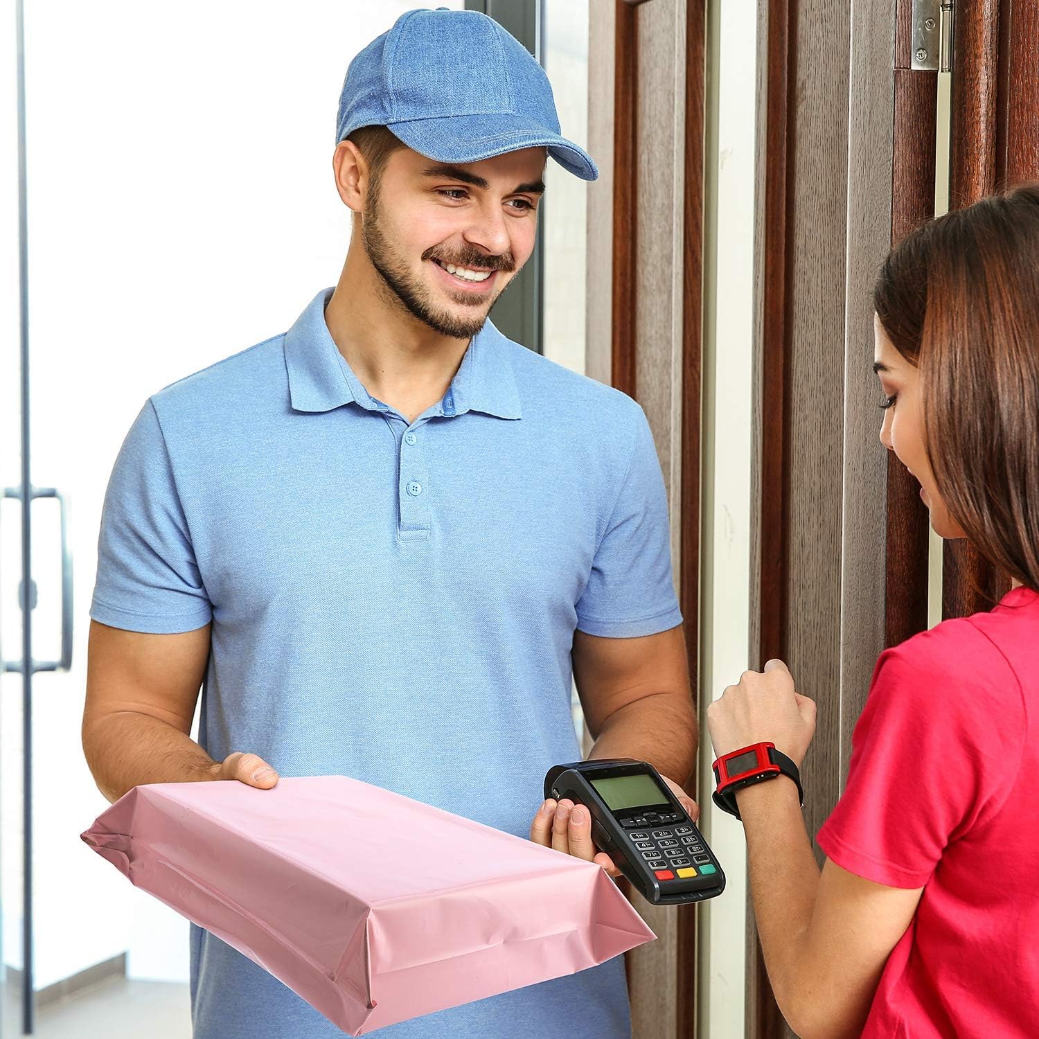 Switory Parcel Bags Postal Bags Shipping Bags Strong Adhesive Mailing Bags, Waterproof and Tear-Proof Multipurpose Envelopes for Clothing, Small Business, Boutique, 30.5 x 39.5cm, Light Pink, 25pcs - Image 8