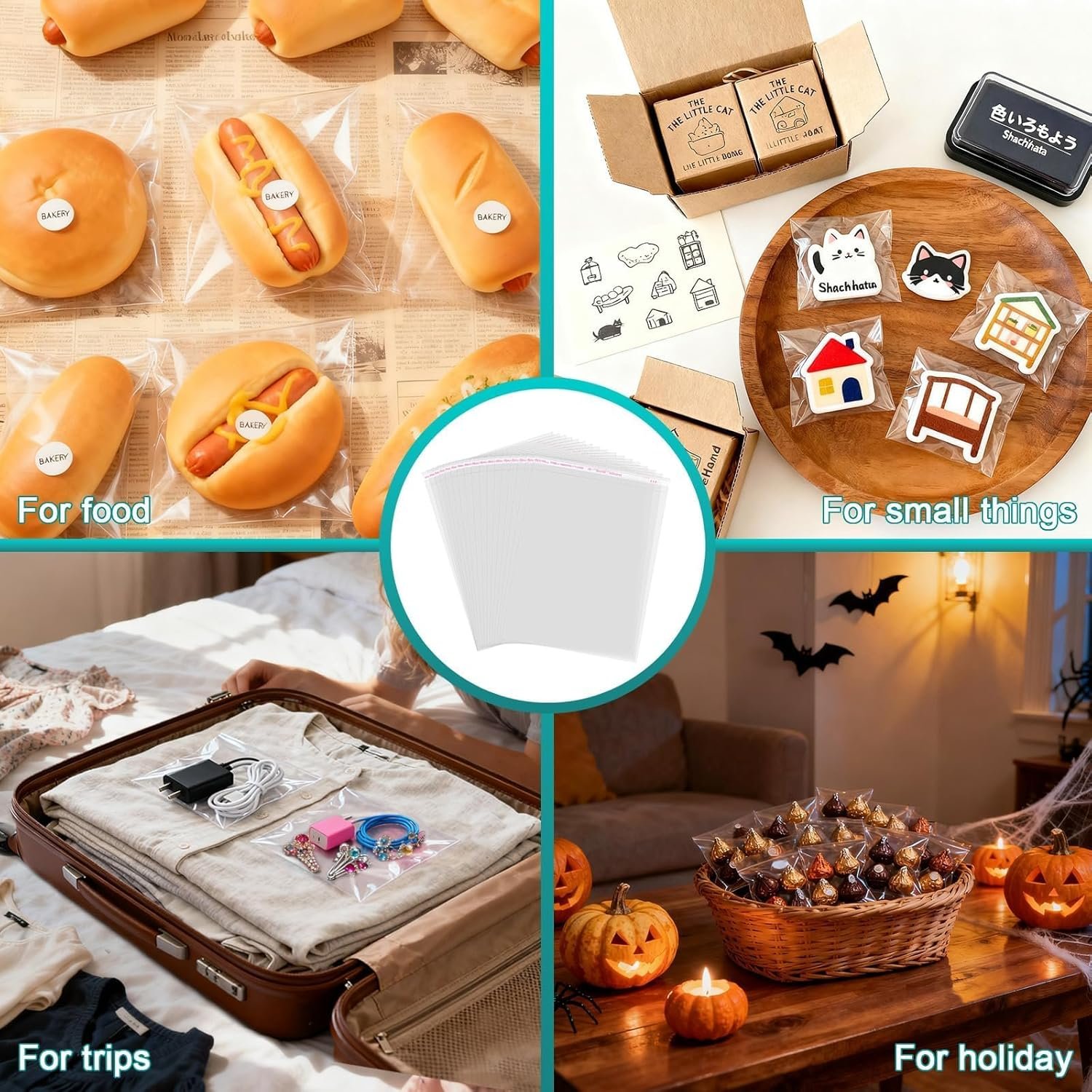 200Pcs Clear Self-adhesive Cellophane Bags, 7 x 10 cm Small Clear Seal Seal bags for Wrapping Cookies, Sweets, Biscuit, Jewellery, Gifts, Envelopes, Party Favors(2.76 x 3.94 inch) - Image 5