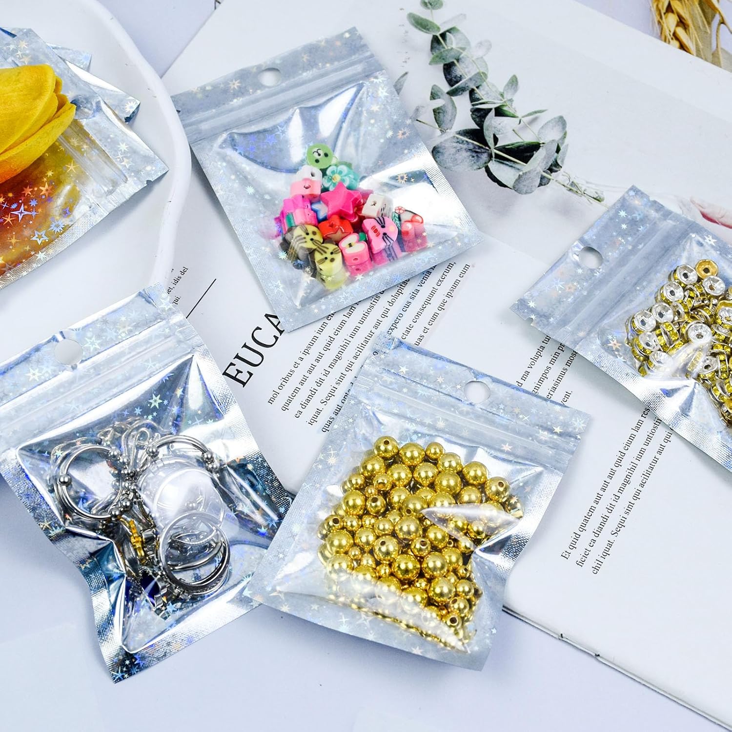 50 PCS Holographic Packaging Bags, Wax Melt Bags Sweet Packaging Jewellery Mylar Bag Foil Pouch Self Sealing Storage Foil Ziplock Bag Cookie Mylar Pouches for Candy Food (7 * 10cm/2.8 * 3.9inch) - Image 7