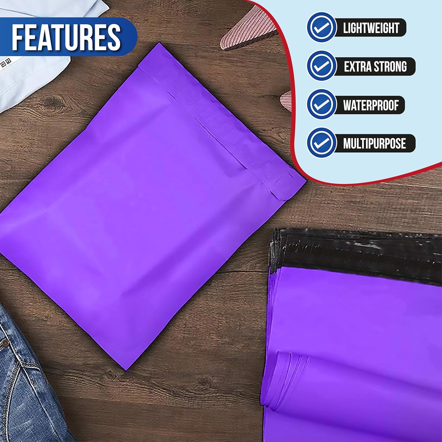 50 Purple Packaging Bags 17'' x 22'' / 432 x 559mm - Postage Bag Delivery Mailer Self Seal Poly Mailer Packing Bag Best For Shipping Parcel - Image 3