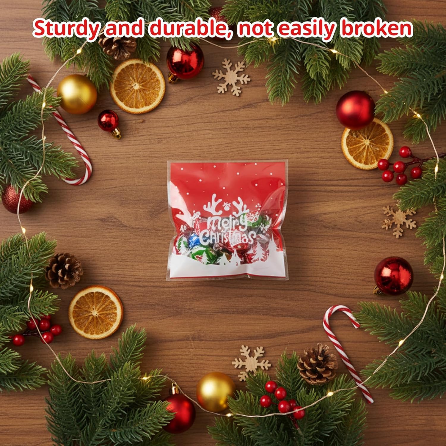 Christmas Sweet Bags, 200 Count Self Seal Cookie Bags, Small Christmas Bags with Adhesive Closure, Sweet Bag Empty for Holiday Treats and Gifts - Image 5