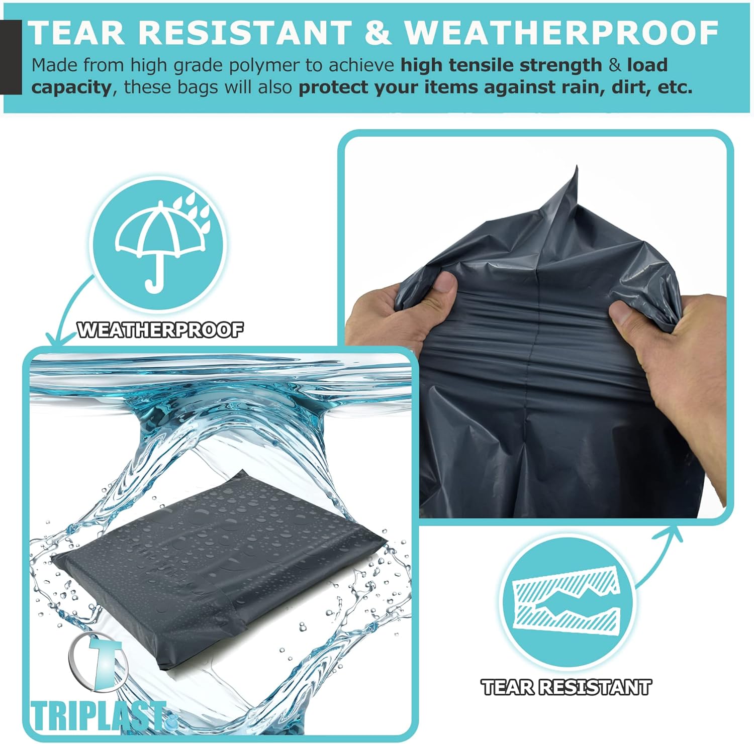 Triplast 9 x 12-Inch Plastic Mailing Postal Bag - Grey (Pack of 100) - Image 5