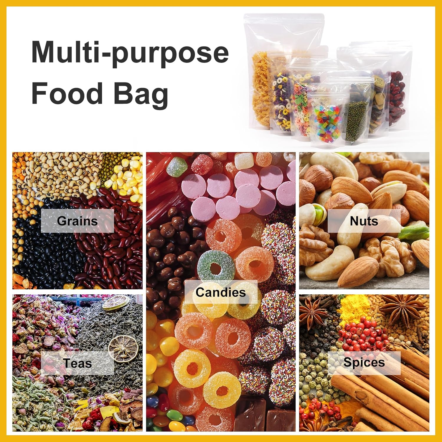 SumDirect 100pcs 11x17cm Clear Stand Up Food Bags, Zipper Reusable Sealing Pouches Snack Packing Bag with Tear Notch Thicken Heat Sealable for Storing, Cookie, Dried Foods, Drinking - Image 6