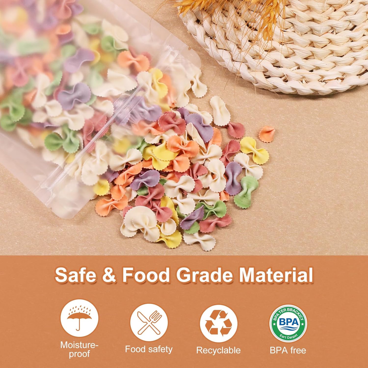 SumDirect 50pcs 11x17cm Matte Frosted Stand Up Food Bags Zipper Stand-up Reusable Sealing Food Pouches Snack Packing Bag with Tear Notch Thicken Heat sealable for Storing, Snack Tea and Drinking - Image 5