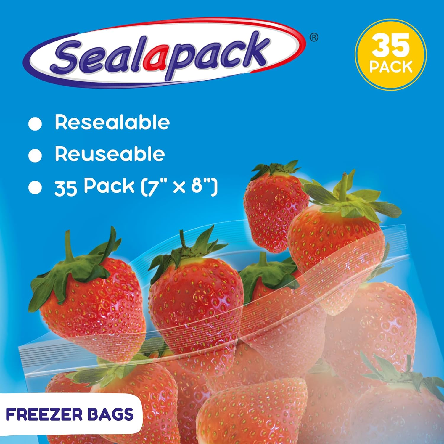 Sealapack Reusable Food and Freezer Bags – 35 Airtight, Resealable Bags for Freshness and Convenience - Image 2