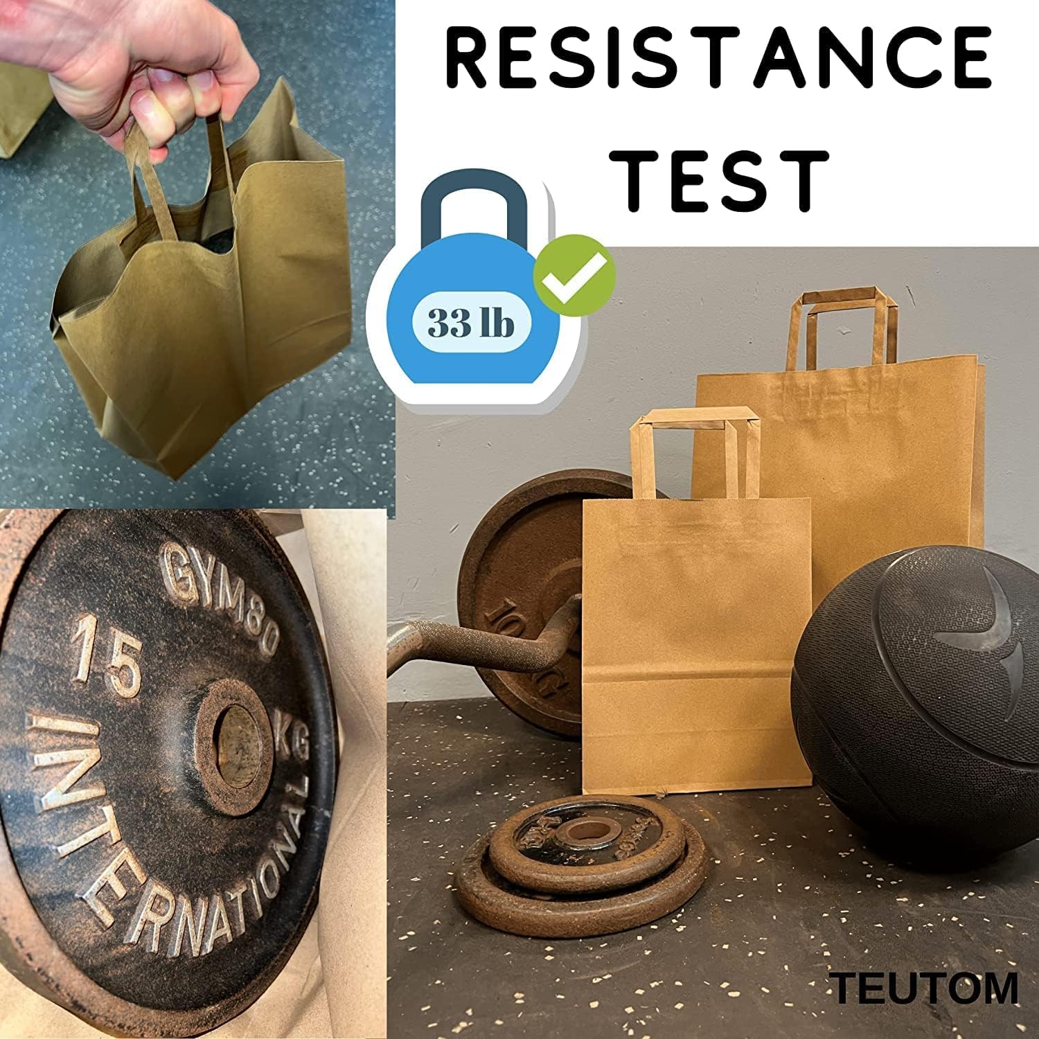 Paper Bags with Handles - 50 Medium Brown Paper Bags (W8.6" x H10" x D4.3") SOS Kraft Bags - Perfect for Lunch, Party, Gift, Storage, Packaging, Grocery, Takeaway, Shopping, Sandwich - Image 4