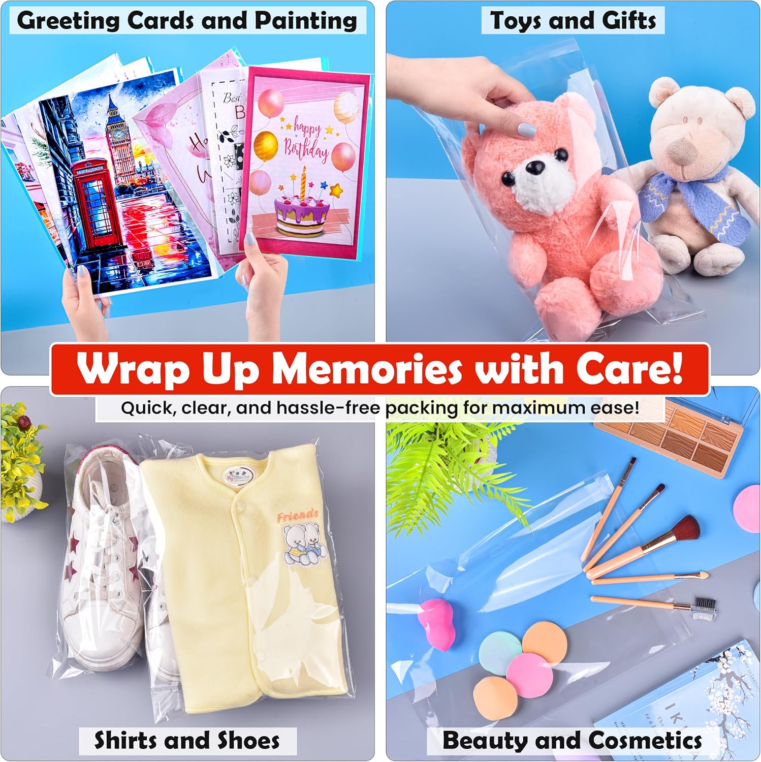 CelloMania 6x6 Inch Self-Sealing Cellophane Bags (100 Pack) – Clear Self-Adhesive OPP Gift Bags for Cookies, Candles, Soaps & Crafts – Premium Transparent Food-Safe Poly Bag for Christmas & Party - Image 6