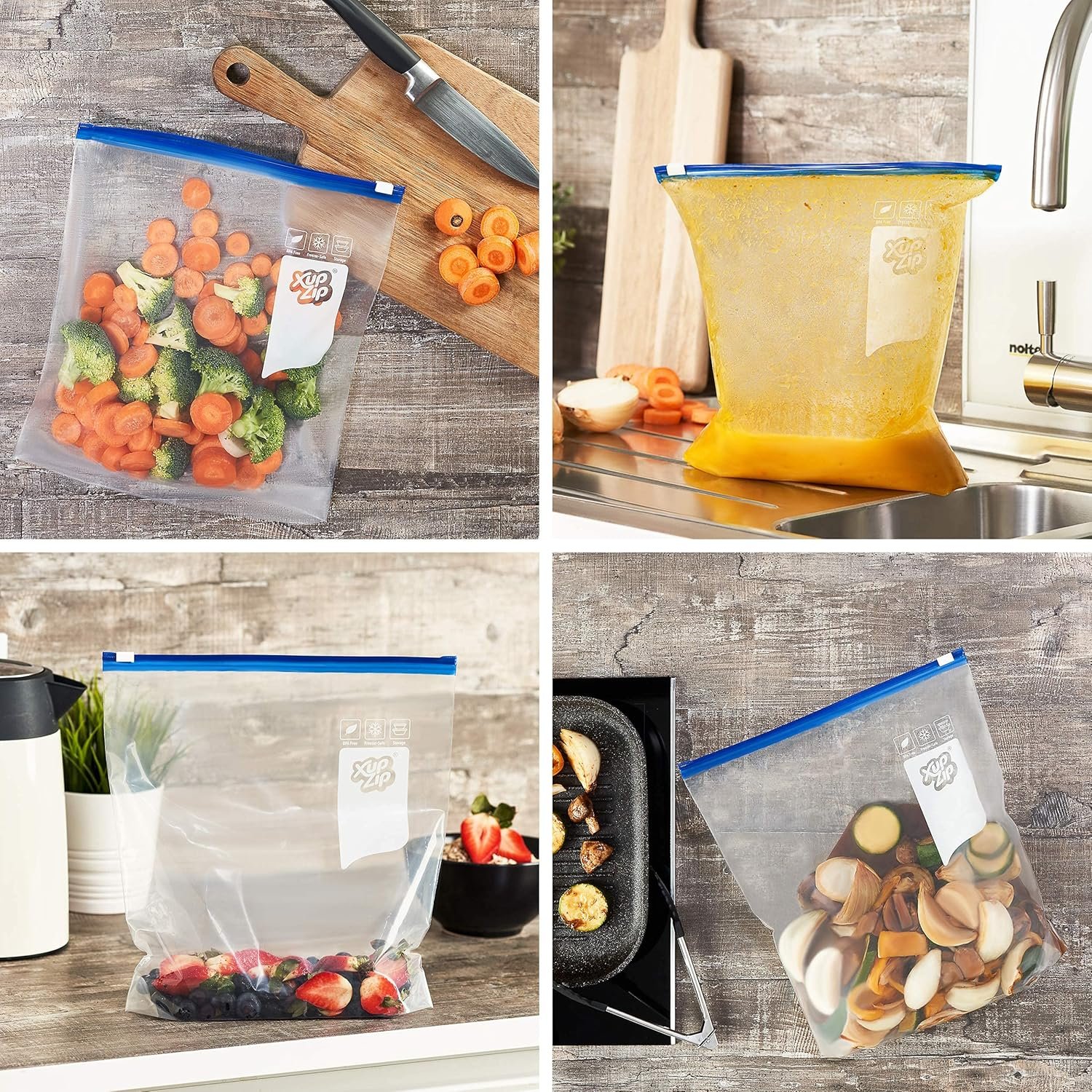 XupZip 4.55L Slider Freezer Bags with Airtight & Leakproof Smart Zip Seal – Reusable Food Bag with Expandable Bottom – 1.2 Gallon Heavy-Duty Large Zip-Lock Bags, 30 Pcs - Image 5