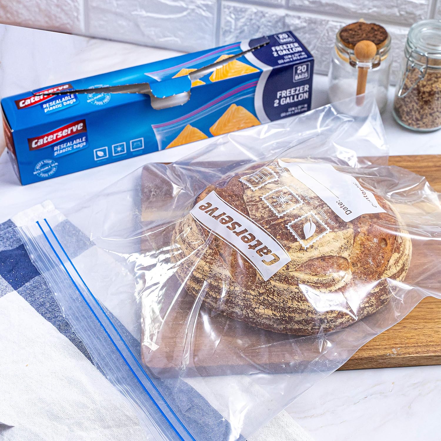 Caterserve Large Freezer Bags – Zip Storage Freezer Bags – 20 pcs Resealable Bags for Soup, Fruit, Veggies, Snacks – Reusable Airtight Leakproof Seal – Made of Non-BPA Plastic – 2-Gallon Capacity - Image 4