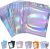 100pcs Holographic Bags 8x13cm, Foil Smell Proof Resealable Sweet Pouches, Small Plastic Bags for Lipgloss, Jewelry, Eyelash, Food Storage, Gift Grip Foil Ziplock Bags
