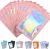 50pcs Holographic Mylar Bag 12x20cm – Pink Smell Proof Resealable Sweet Pouches for Lipgloss, Jewelry, Eyelash, Food Storage Gift With Grip Foil Ziplock